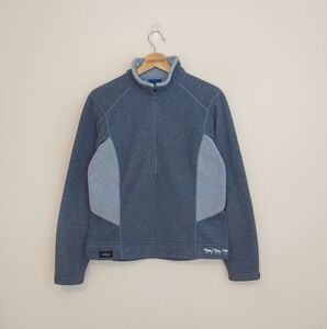 Irideon Riding Wear Fleece Pullover Embroidered Horses Blue Medium